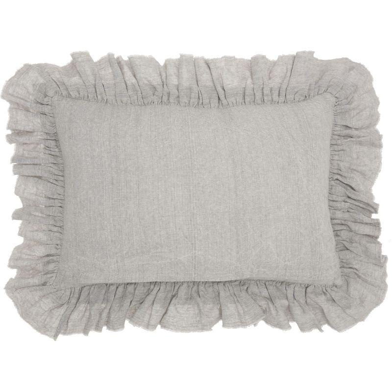 Mina Victory Life Styles Linen Frilled Border Throw Pillow