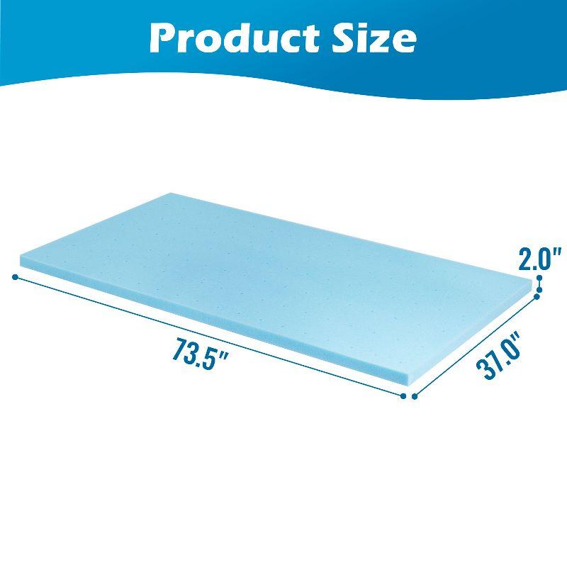 FDW 2 Inch Gel Memory Foam Mattress Topper/CertiPUR-US Certified/Gel Infused Mattress Topper/Easy to Clean