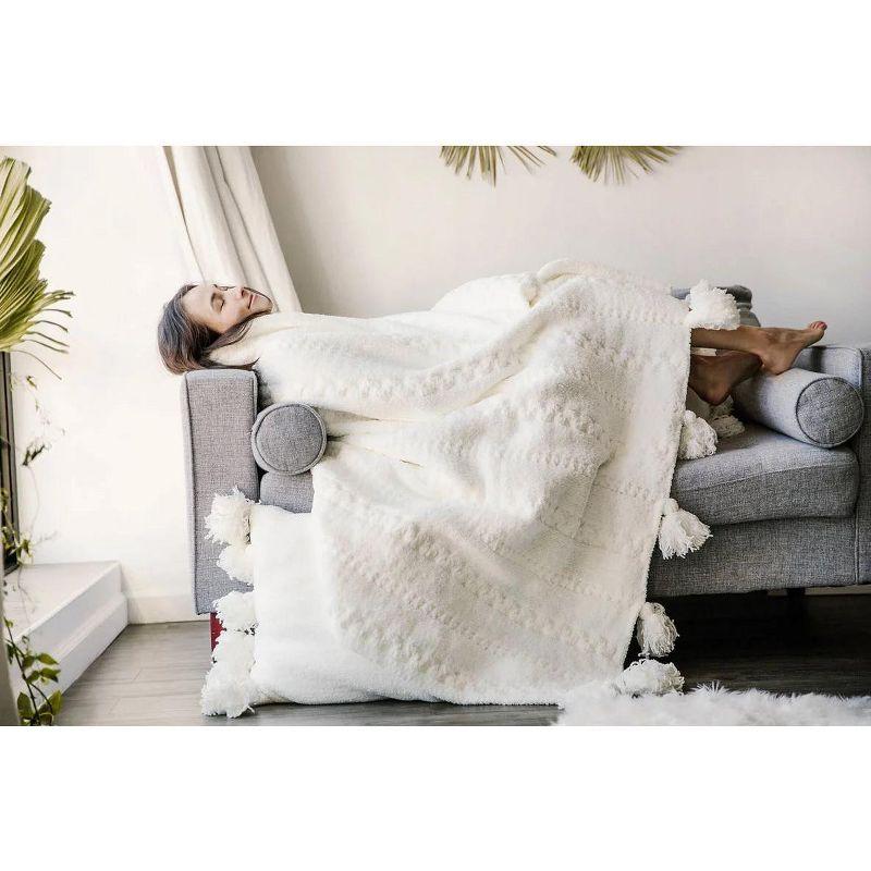 Sunday Citizen Braided Pom Pom Throw, Off White, Throw Size: 75" x 52"