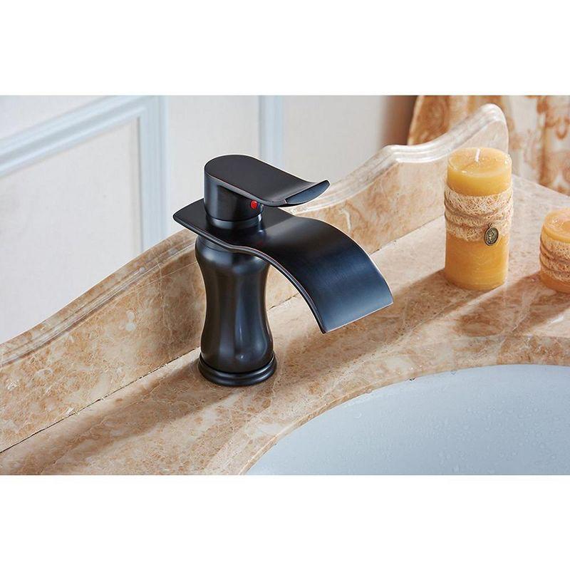 BWE Waterfall Single Hole Single-Handle Low-Arc Bathroom Faucet With Pop-up Drain Assembly