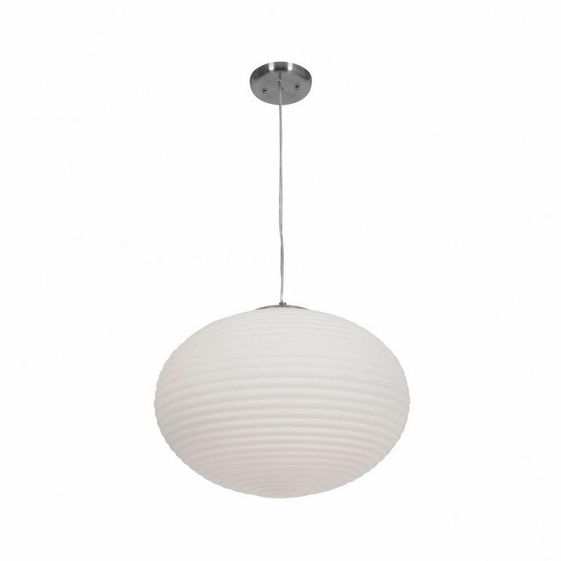 Callisto Brushed Steel Ribbed Glass LED Pendant Light