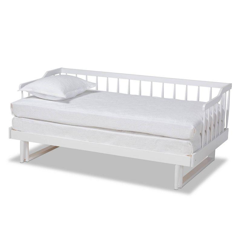 Baxton Studio Twin to King Muriel Expandable Spindle Daybed White : Contemporary Style, No Box Spring Needed