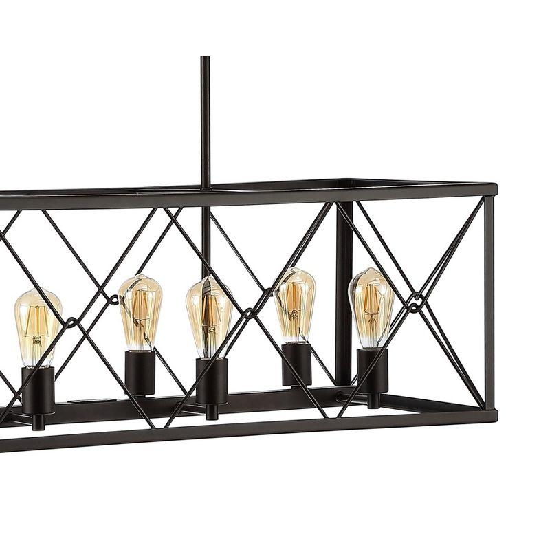 JONATHAN Y Galax 39" 8-Light Adjustable Iron Farmhouse Industrial LED Dimmable Pendant, Oil Rubbed Bronze