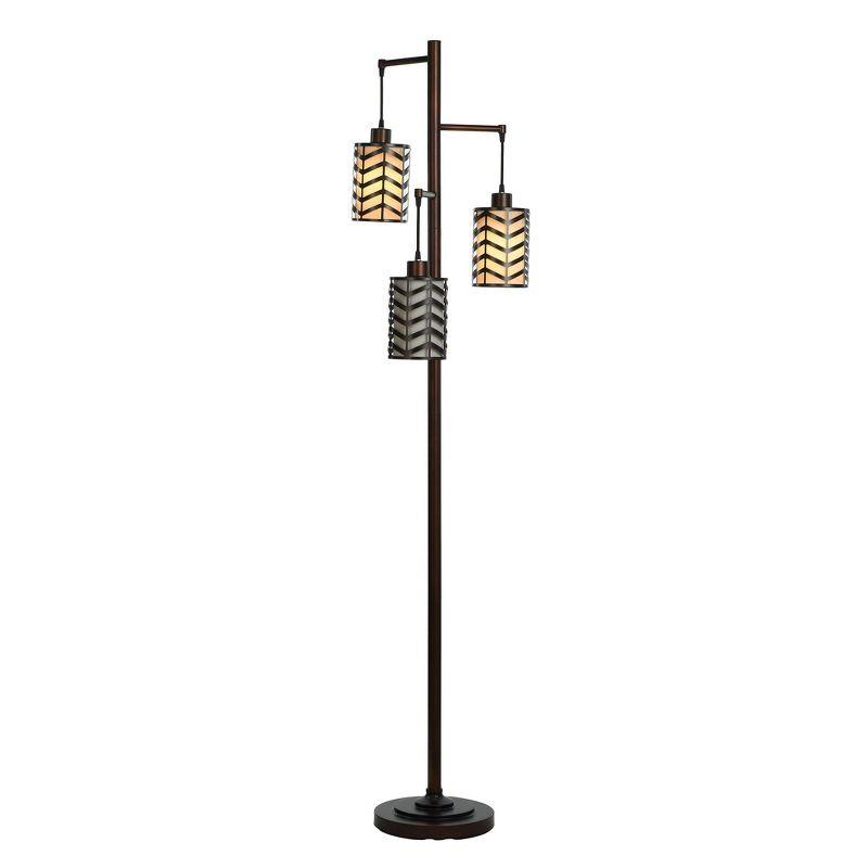 Elegant Rubbed Bronze Adjustable Floor Lamp with Linen Shade