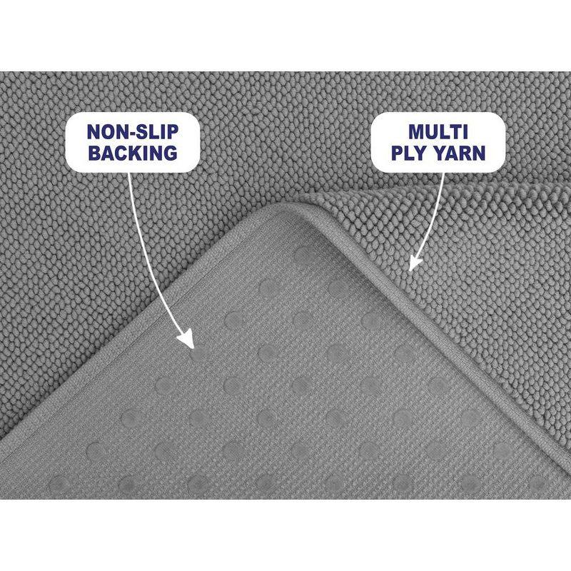 American Soft Linen 100% Cotton Bath Mat Rugs, 20x34 inches Slip Resistant Bottom Base Bath Mats for Bathroom, Rockridge Grey
