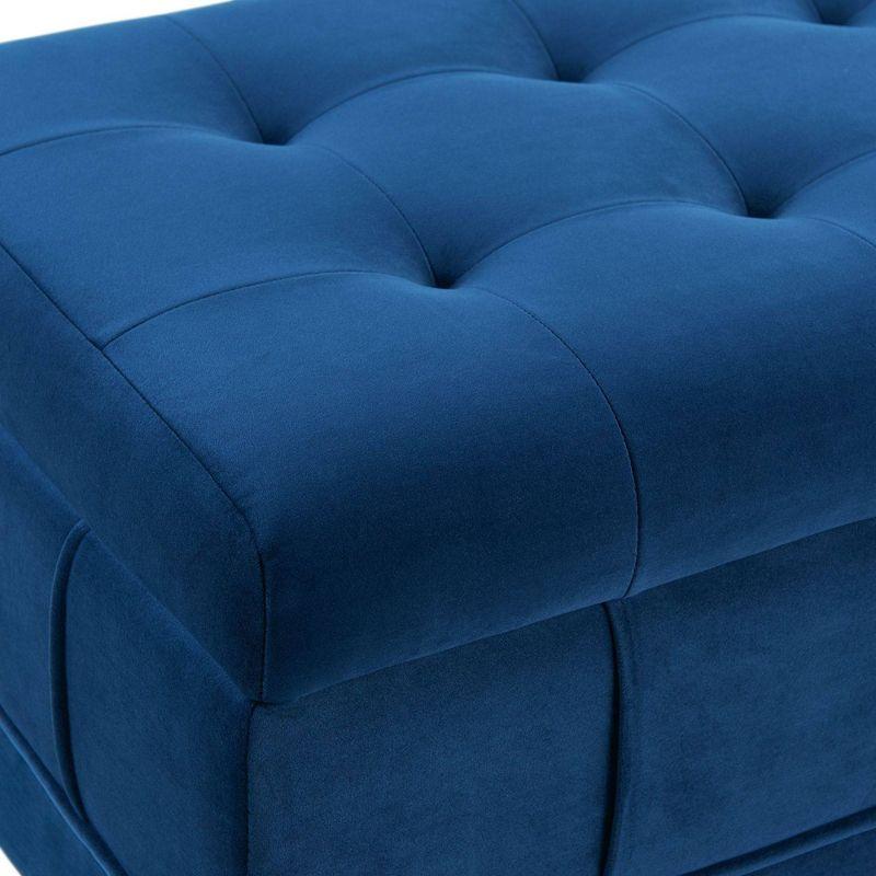 Jude Tufted Storage Ottoman Cobalt - Picket House Furnishings: Upholstered Bench with Lid, Modern Style