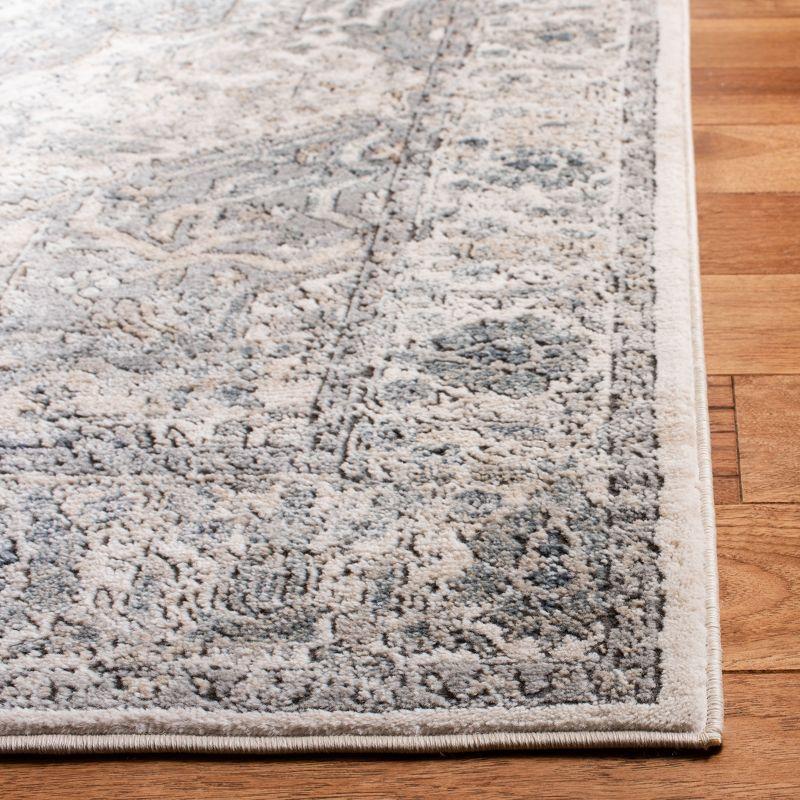 Ivory and Gray Hand-Knotted Synthetic Area Rug