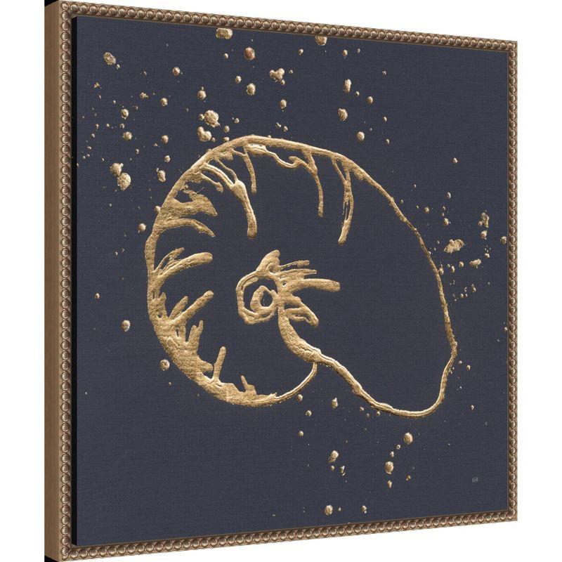 22"x22" Gold Nautilus I by Chris Paschke Framed Canvas Wall Art Print Bronze - Amanti Art: Modern Style, Polystyrene Frame, Lithograph Medium