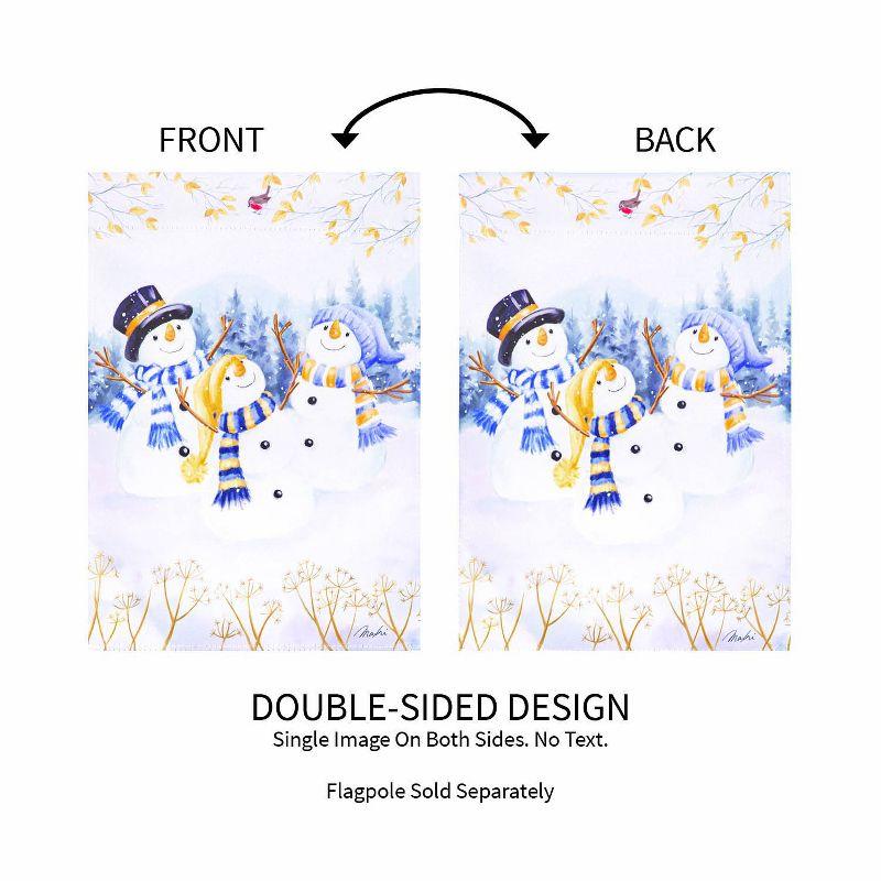 Evergreen Happy Snowmen Trio Suede Garden Flag 12 x 18 Inches Indoor Outdoor Decor