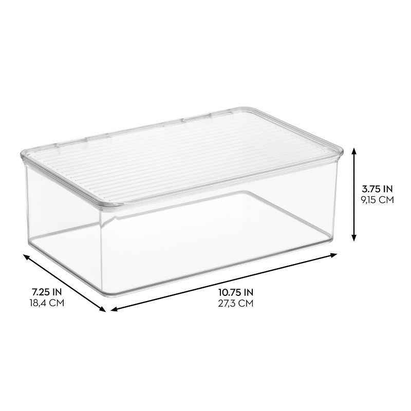 iDesign iDesign Kitchen Binz BPA-Free Plastic Stackable Organizer Box with Lid - 7.2" x 10.7" x 3.7", Clear