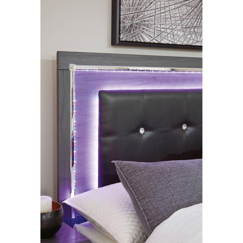 Queen/Full Lodanna Upholstered Panel Headboard Gray: LED Lights, Chrome Accents - Signature Design by Ashley
