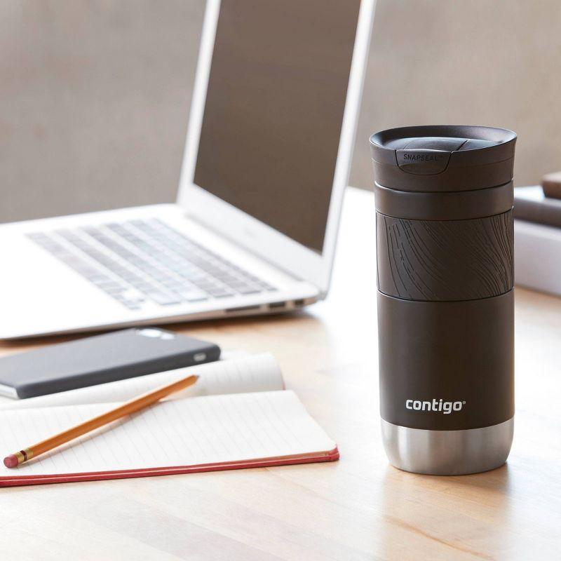 Contigo Byron 2.0 16oz Stainless Steel Travel Mug with SNAPSEAL Lid and Grip Licorice: Insulated Coffee Cup for Travel