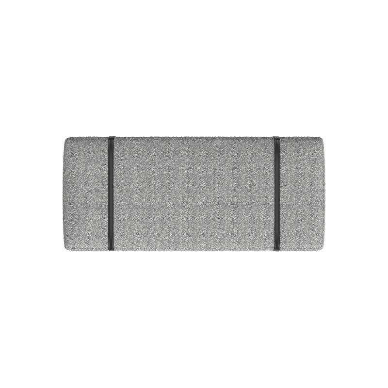 HomePop Upholstered Bench Gray Boucle: Modern Entryway & End of Bed Seating, Metal Legs, Faux Leather Detail