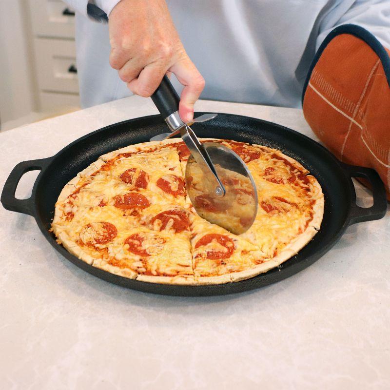 Sunnydaze 13.75" Cast Iron Pizza Pan with Handles