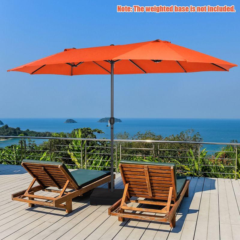 Costway 15FT Patio Double-Sided Umbrella Crank Outdoor Garden Market Sun Shade Orange