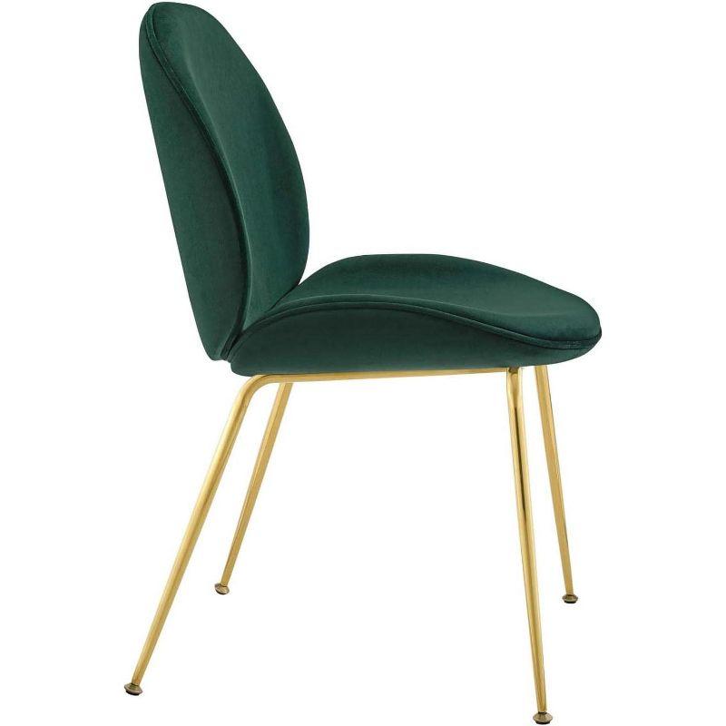 Modway Scoop Gold Stainless Steel Leg Performance Velvet Dining Chair Green