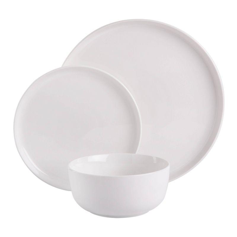 Oslo White Porcelain 12-Piece Dinnerware Set, Service for 4