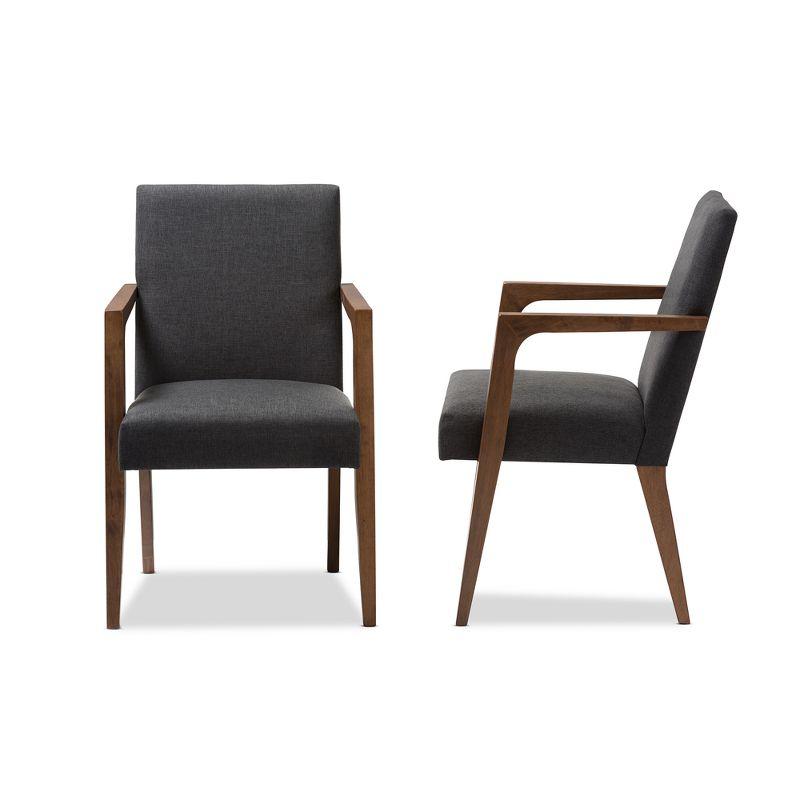 Set of 2 Andrea Mid - Century Modern Upholstered Wooden Armchair - Dark Gray - Baxton Studio