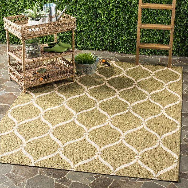 Green and Beige Geometric Indoor/Outdoor Area Rug