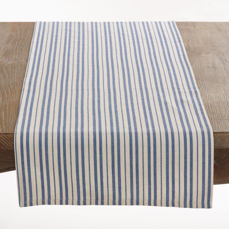 Blue Cotton Striped Coastal Table Runner, 16"x72"