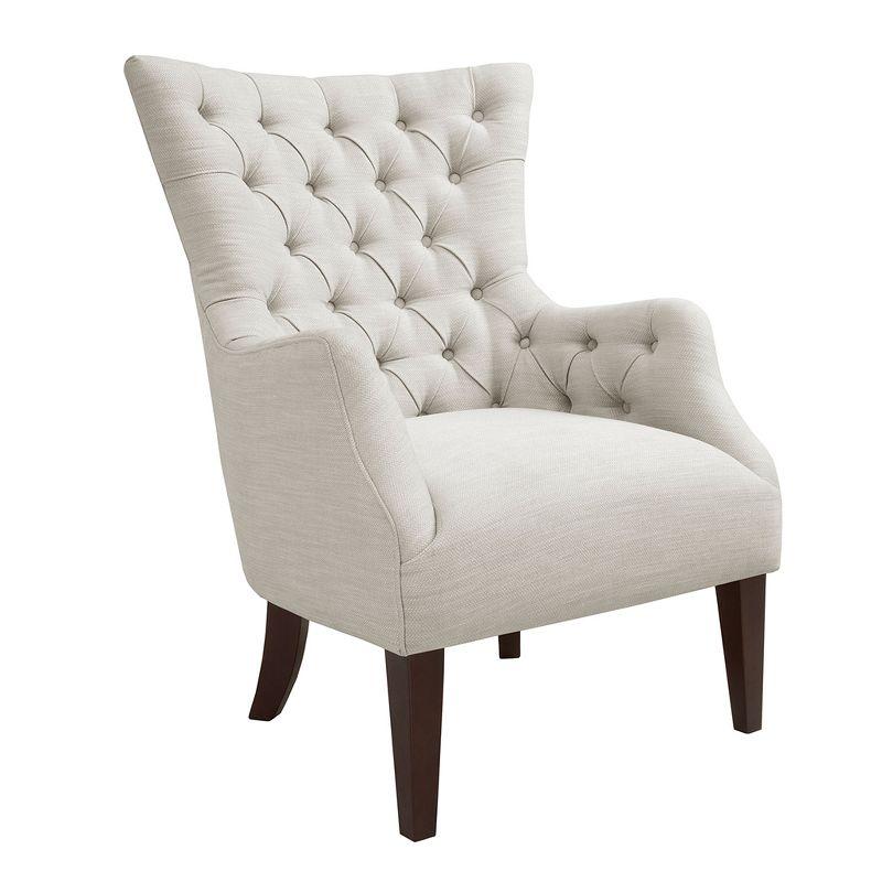 Ivory Elegance Tufted Wingback Accent Chair with Tapered Legs