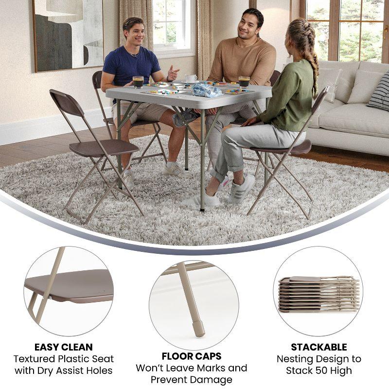 Flash Furniture Hercules Series Plastic Folding Chair Brown - 2 Pack 650LB Weight Capacity Comfortable Event Chair-Lightweight Folding Chair