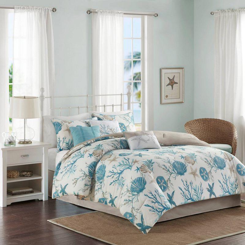Madison Park Pebble Beach 7 Piece Cotton Sateen Comforter Set