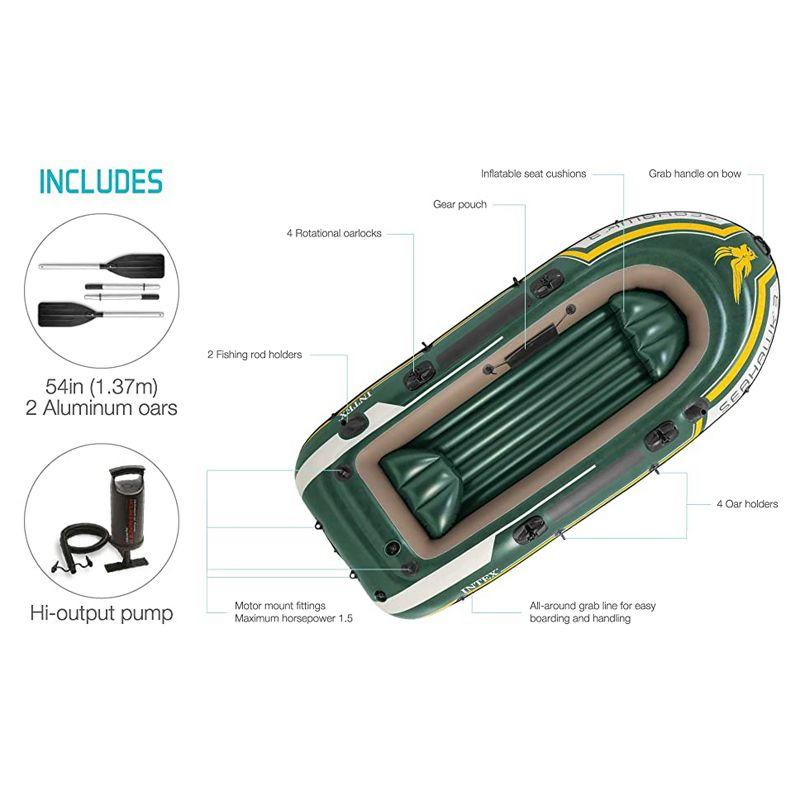 Intex Seahawk Inflatable Floating Boat Raft Set with Oars & Air Pump