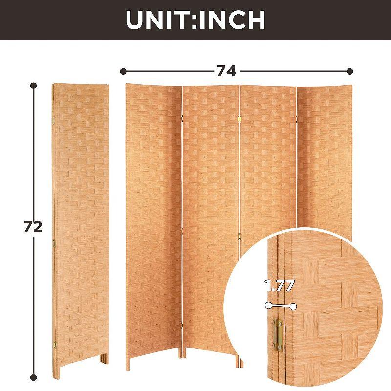 FDW Room Divider Wall Divider Wood Screen Wood Mesh Hand-Woven Design Room Screen Divider Indoor Folding Portable Partition Screen