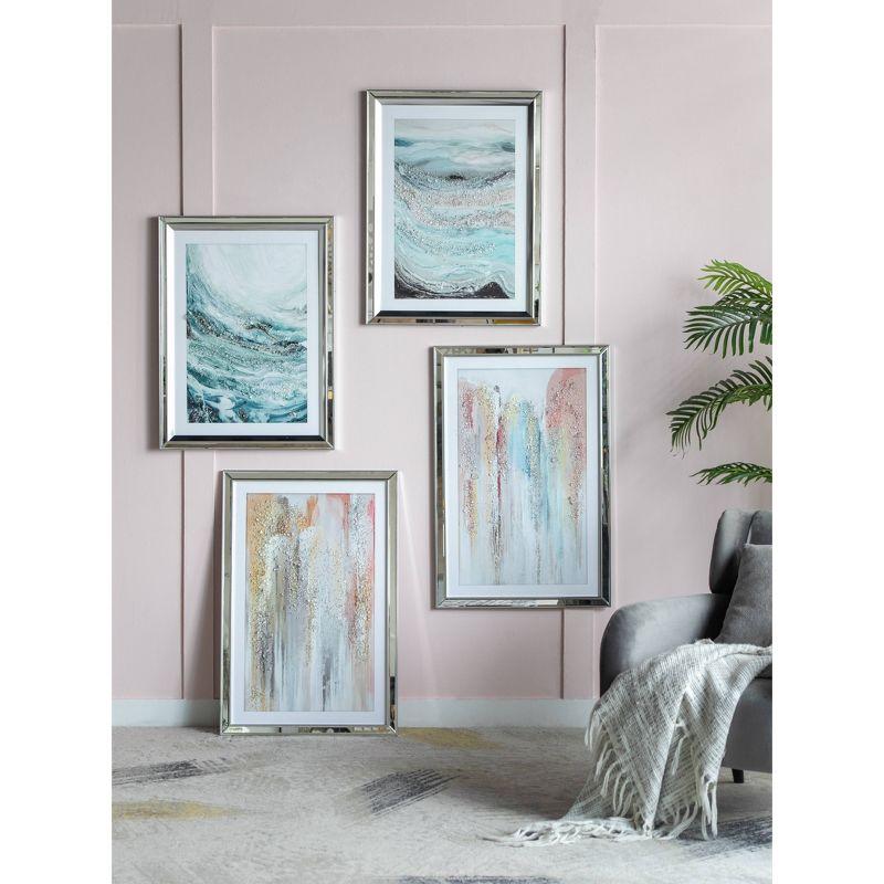 A&B Home Aurora Crystal Mirror Framed Wall Art - Set Of 2 -  23.5" X 31.5" - Blue/White/Beige (Set of 2)