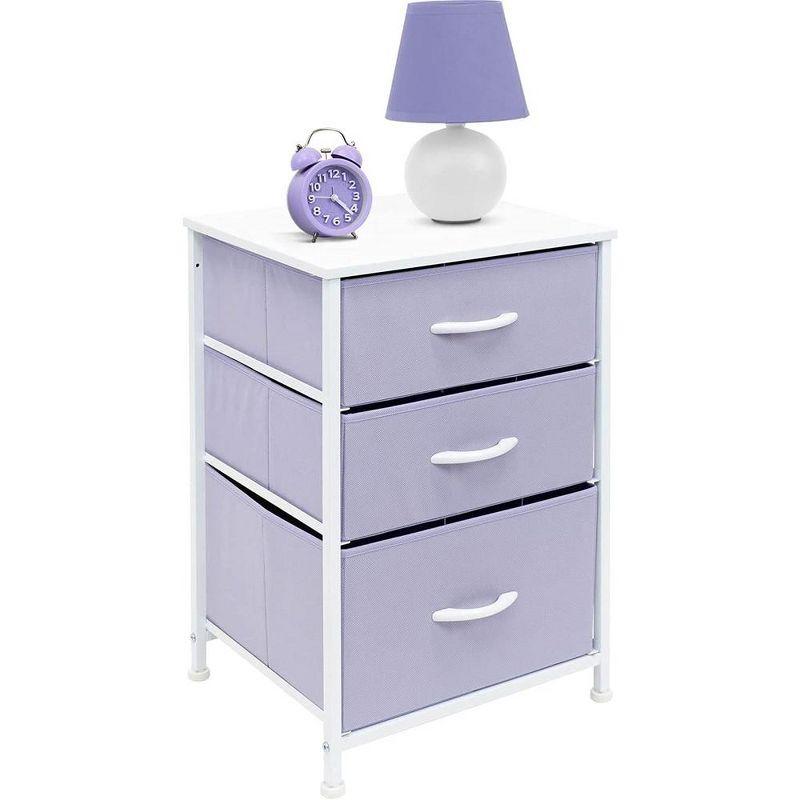 Sorbus Sorbus 3 Drawers Nightstand with Steel Frame, Wood Top & Fabric Bins