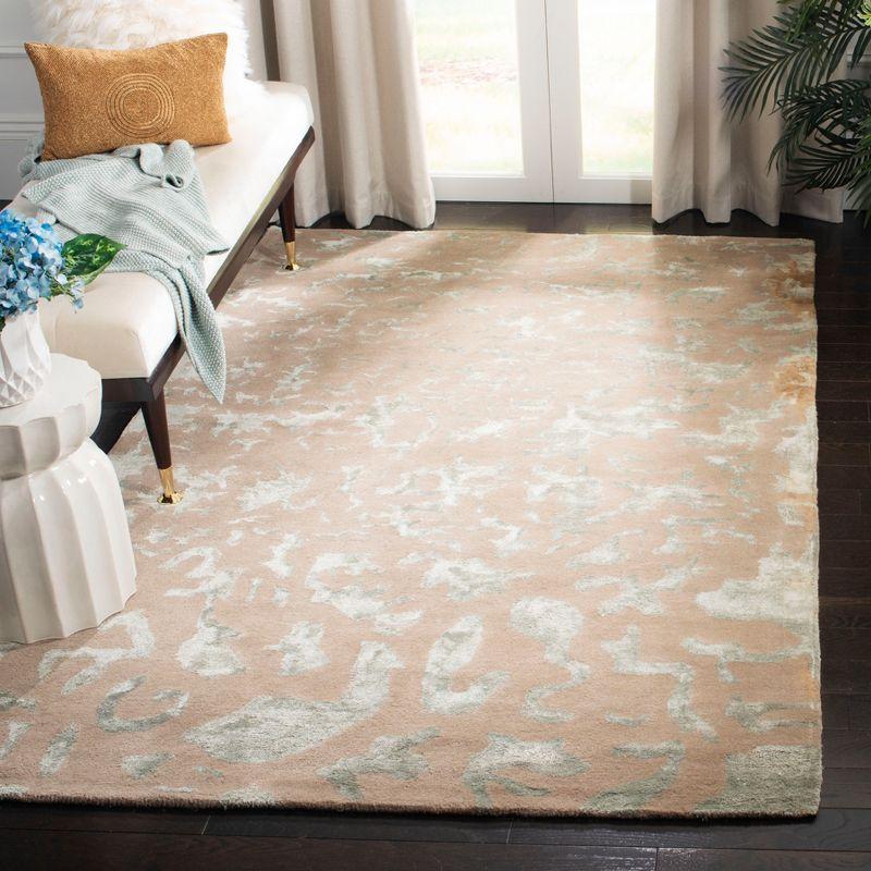 Taupe and Light Blue 6' x 9' Hand-Tufted Wool and Viscose Rug