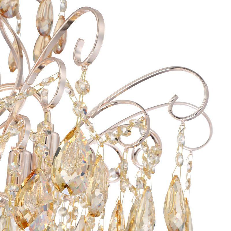 Champagne Gold Crystal Chandelier 27.5" French Elegance 6-Light