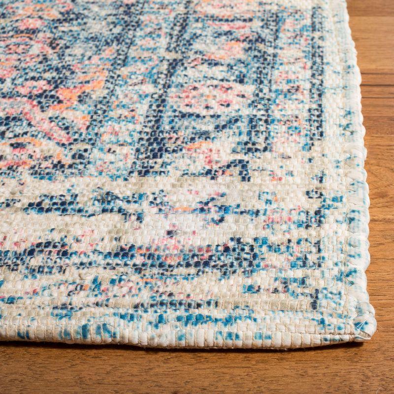 Saffron Blue Cotton Synthetic Square Area Rug