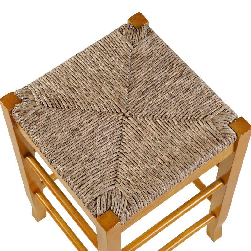 24" Rush Seat Counter Height Barstool Oak - Boraam: Hardwood Frame, Handwoven Seat, Floor Glides
