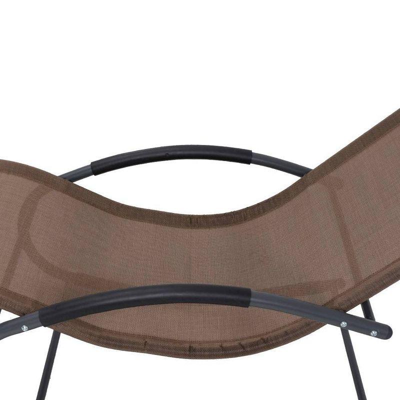 Outdoor Curved Rocker Chaise Lounge Chair with Pillow - Crestlive Products