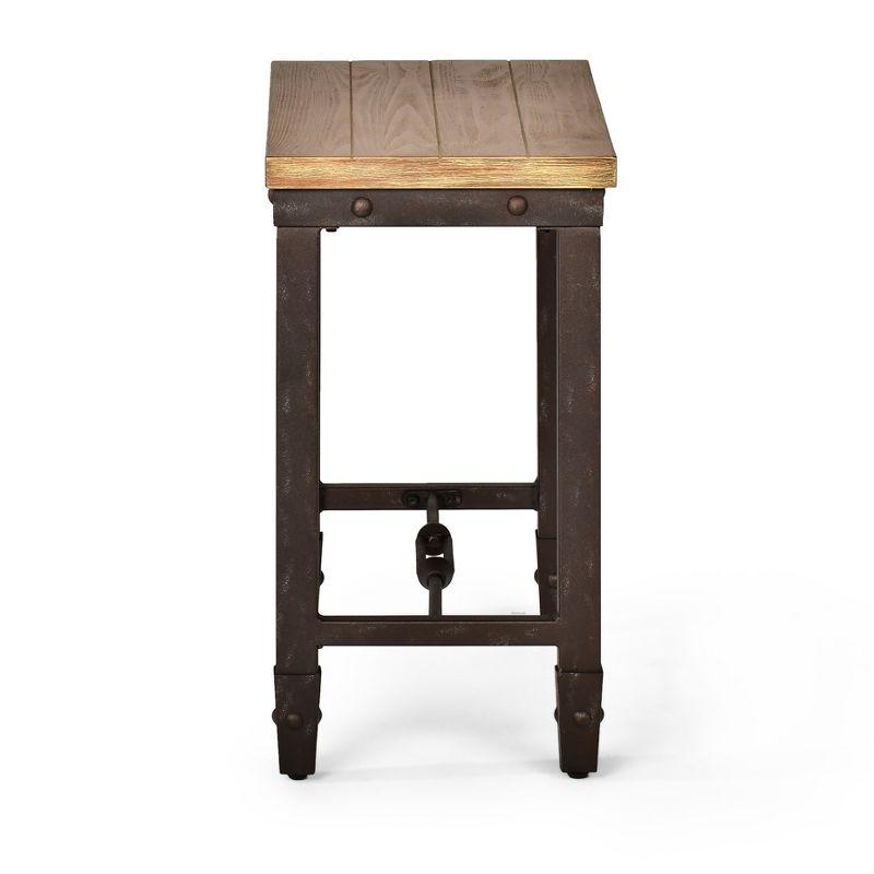 Antique Tobacco Pine and Iron Industrial End Table