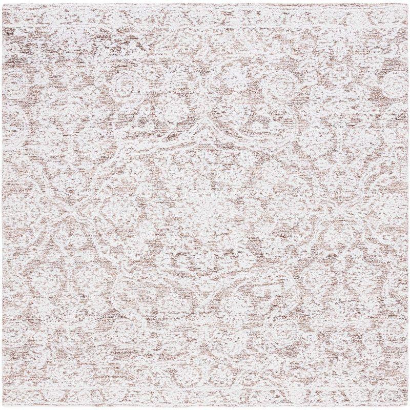 Ivory and Beige Hand-Tufted Wool Square Rug