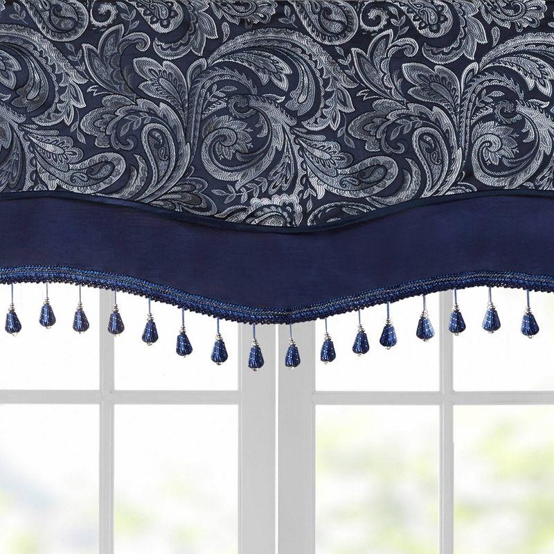 Aubrey Jacquard Window Rod Pocket Valance With Beads