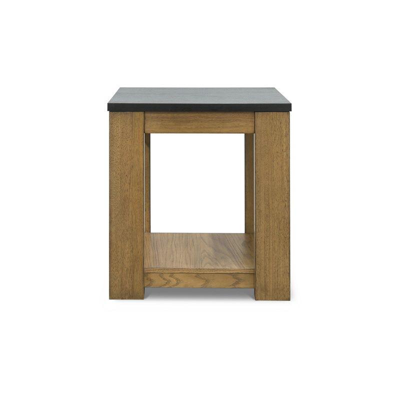 Quentina Rectangular Black Faux Stone and Wood End Table