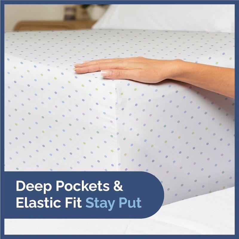 CGK Linens Kids 4 Piece Bed Sheet Set - Cute & Cozy Wrinkle-Resistant with Vibrant Designs in Multicolor Polka Dots, Size Full