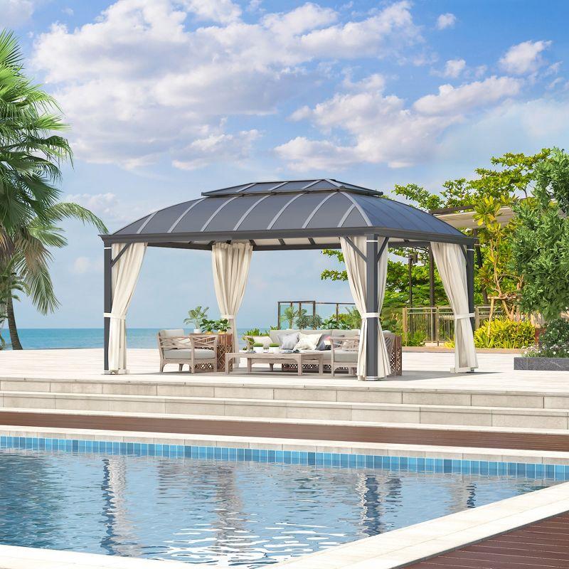 EROMMY 12'x16' Hardtop Gazebo, Permanent Outdoor Aluminum Patio Gazebo with Aluminum Composite Double Roof for Patio Lawn and Garden