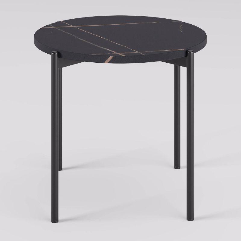 2pc Arlo Coffee Table Set Black Faux Marble - CorLiving: Durable Iron Frame, MDF Top, Modern Design