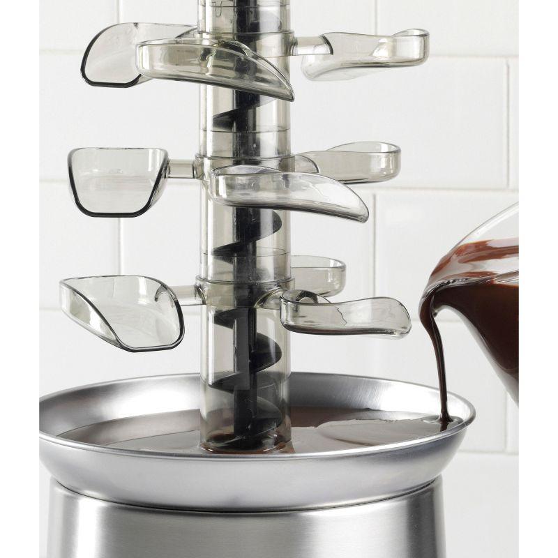 Nostalgia NCFF1000SS 2-Pound Stainless Steel Cascading Fondue Fountain - Chocolate, BBQ Sauce, Ranch, Nacho Cheese, Buffalo Sauce