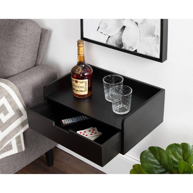 Kate & Laurel All Things Decor 18" x 12" x 6.5" Kitt Floating Shelf Side Table Black: Wall-Mounted, Wood Frame