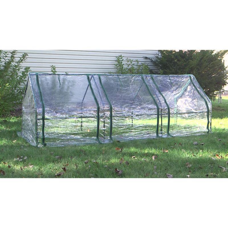 Sunnydaze Outdoor Portable Slanted Top Plant Shelter Mini Cloche Greenhouse with Zipper Doors - 36" - Clear