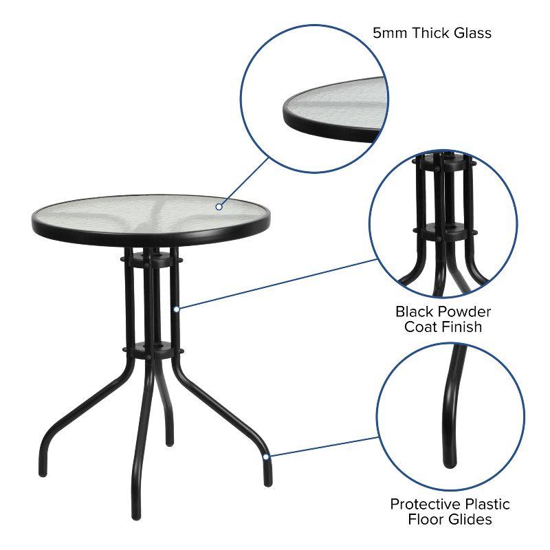 Flash Furniture 3 Piece Outdoor Patio Dining Set - Tempered Glass Patio Table, 2 Flex Comfort Stack Chairs