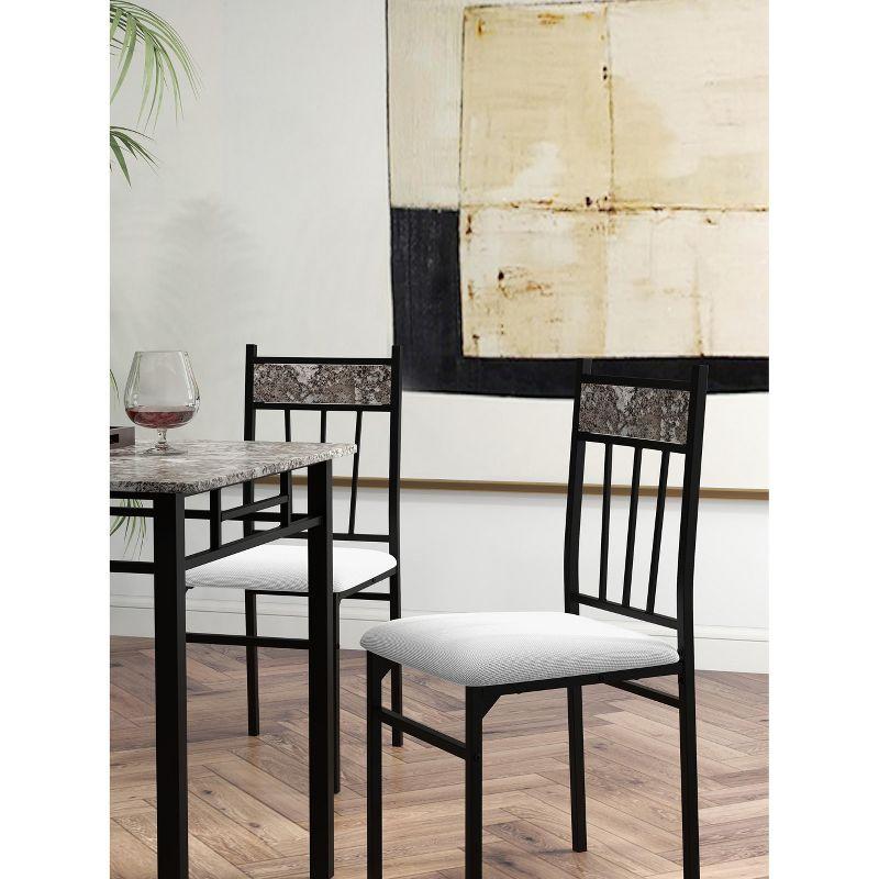 Costway 5 Piece Faux Marble Dining Set Table and 4 Chairs Kitchen Breakfast Furniture Grey