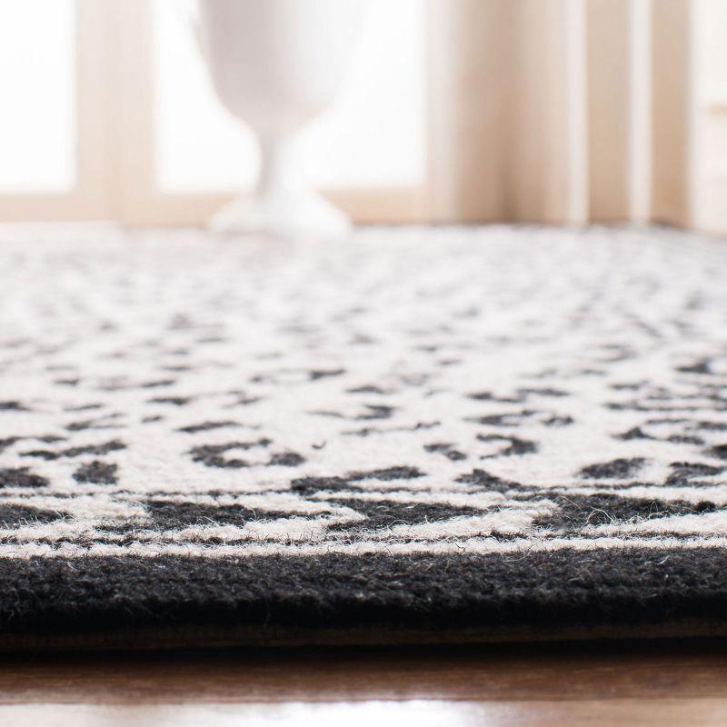 Chelsea White and Black Hand Hooked Wool Animal Print Rug