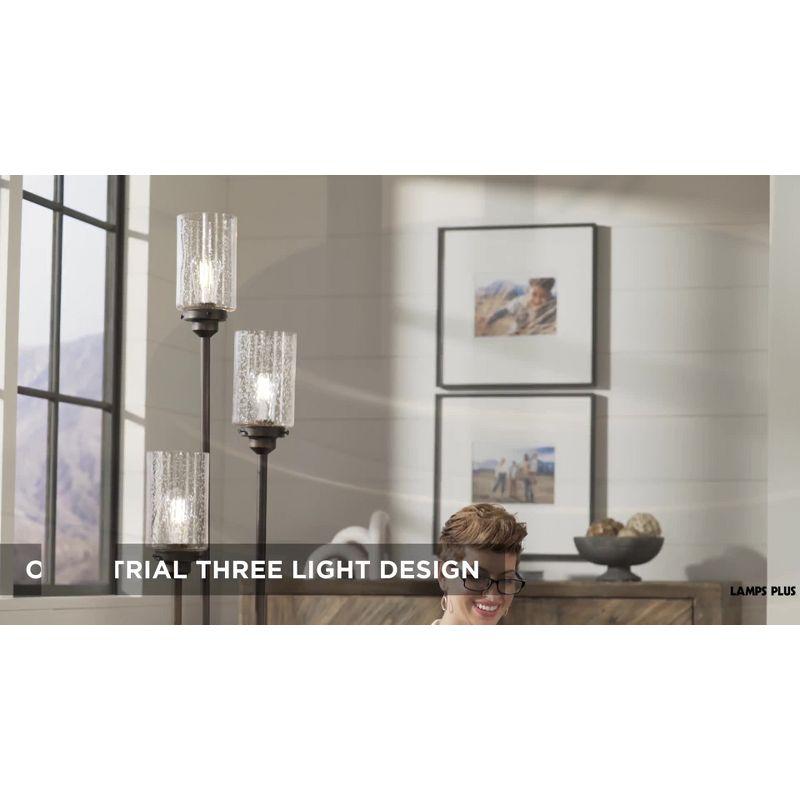 Franklin Iron Works Libby Modern Industrial Tree Floor Lamp 66" Tall Oiled Bronze Metal 3 Light Dimmable LED Amber Seedy Glass for Living Room Bedroom